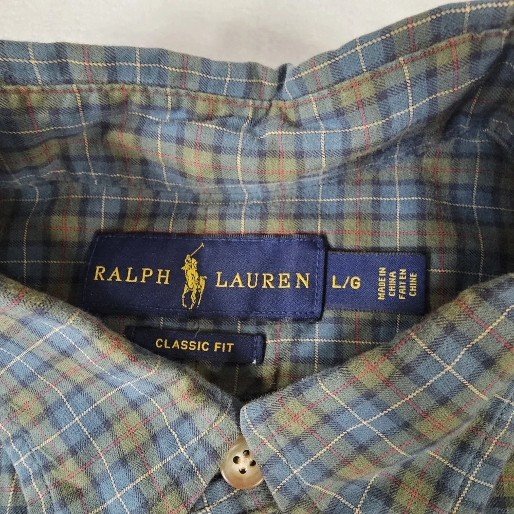 Polo Ralph Lauren Plaid Button Down Shirt Men's Size Large Classic Fit Gray